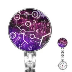 Cosmic Network Geometric Art Stainless Steel Nurses Watch