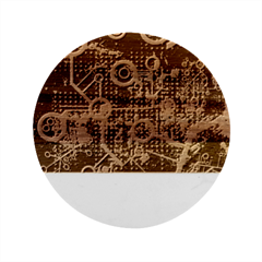 Cosmic Network Geometric Art Marble Wood Coaster (round) by ExtraGoodSauce