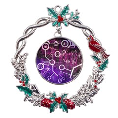 Cosmic Network Geometric Art Metal X mas Wreath Holly leaf Ornament