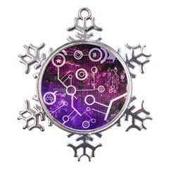 Cosmic Network Geometric Art Metal Large Snowflake Ornament