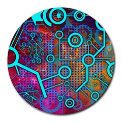 Abstract Tech Galaxy Design Round Mousepad by ExtraGoodSauce