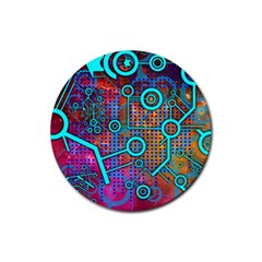 Abstract Tech Galaxy Design Rubber Coaster (round) by ExtraGoodSauce