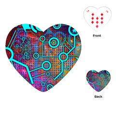 Abstract Tech Galaxy Design Playing Cards Single Design (heart) by ExtraGoodSauce