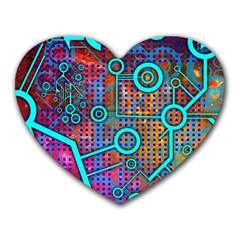 Abstract Tech Galaxy Design Heart Mousepad by ExtraGoodSauce