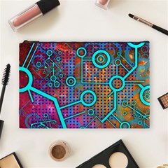 Abstract Tech Galaxy Design Cosmetic Bag (large) by ExtraGoodSauce