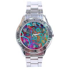 Abstract Tech Galaxy Design Stainless Steel Analogue Watch by ExtraGoodSauce