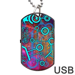 Abstract Tech Galaxy Design Dog Tag Usb Flash (one Side) by ExtraGoodSauce