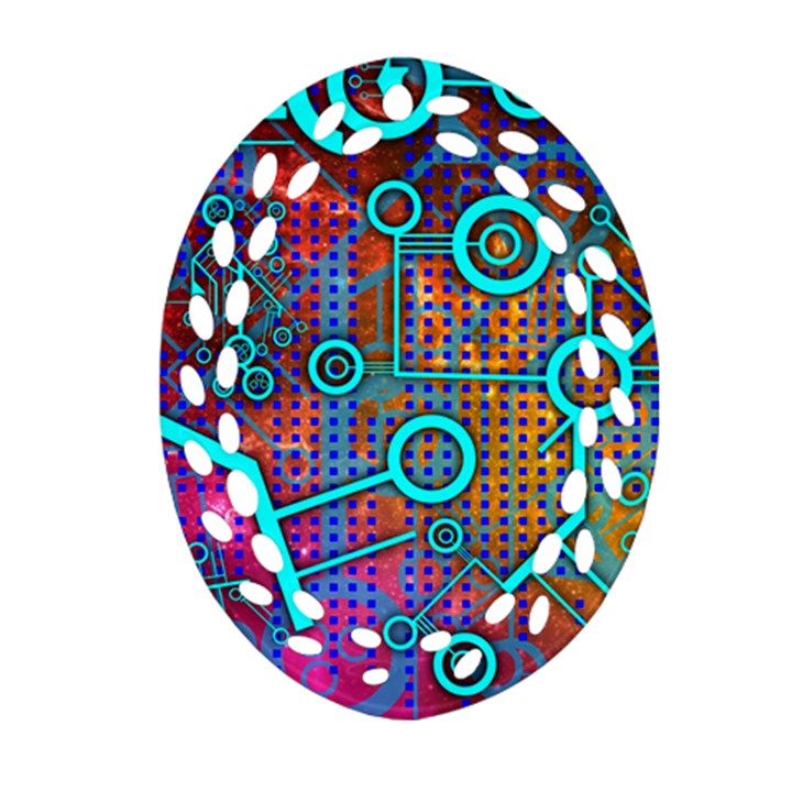 Abstract Tech Galaxy Design Oval Filigree Ornament (Two Sides)