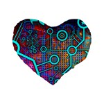 Abstract Tech Galaxy Design Standard 16  Premium Heart Shape Cushions Front