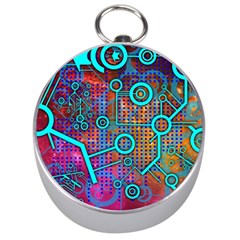 Abstract Tech Galaxy Design Silver Compasses by ExtraGoodSauce