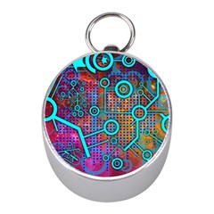 Abstract Tech Galaxy Design Mini Silver Compasses by ExtraGoodSauce