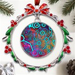 Abstract Tech Galaxy Design Metal X mas Wreath Ribbon Ornament Front