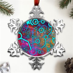 Abstract Tech Galaxy Design Metal Small Snowflake Ornament by ExtraGoodSauce