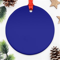 A Blue Wall With A Clock On It Round Ornament (two Sides) by catchydesignhill