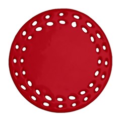 A Red Background With A White Border Round Filigree Ornament (two Sides) by catchydesignhill