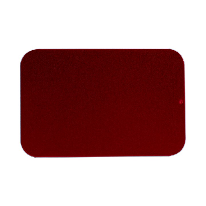 A Red Background With A White Border Open Lid Metal Box (Silver)  