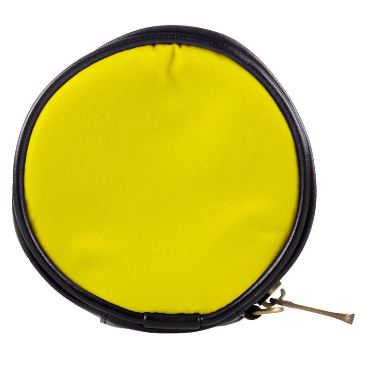 A Yellow Background With A Black Border Mini Makeup Bag