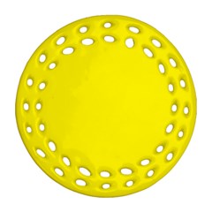 A Yellow Background With A Black Border Round Filigree Ornament (two Sides)