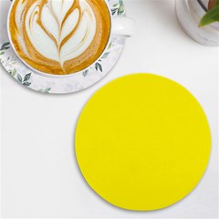 A Yellow Background With A Black Border Uv Print Round Tile Coaster by catchydesignhill