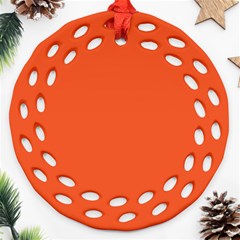 An Orange Background With A Black Border Round Filigree Ornament (two Sides)