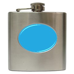 A Blue Background With A Black And White Cat On Top Of It Hip Flask (6 Oz) by catchydesignhill