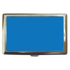 A Blue Background With A Black And White Clock Cigarette Money Case by catchydesignhill