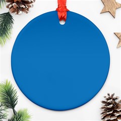 A Blue Background With A Black And White Clock Round Ornament (two Sides)