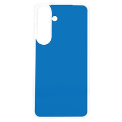 A Blue Background With A Black And White Clock Samsung Galaxy S24 6 2 Inch Tpu Uv Case by catchydesignhill