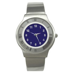 A Blue Background With A Clock On It Stainless Steel Watch by catchydesignhill