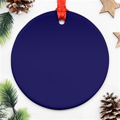 A Blue Background With A Clock On It Round Ornament (two Sides)