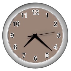 A Brown Wall With A Clock On It Wall Clock (silver) by catchydesignhill