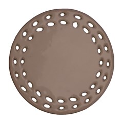 A Brown Wall With A Clock On It Ornament (round Filigree) by catchydesignhill