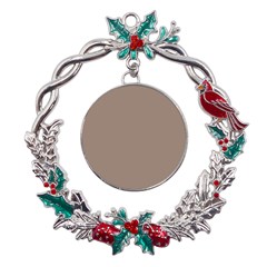 A Brown Wall With A Clock On It Metal X mas Wreath Holly Leaf Ornament by catchydesignhill