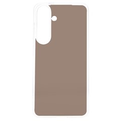 A Brown Wall With A Clock On It Samsung Galaxy S24 6 2 Inch Tpu Uv Case by catchydesignhill