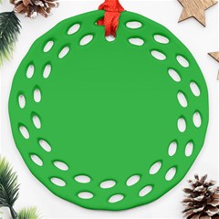 A Green Background With A White Border Ornament (round Filigree)