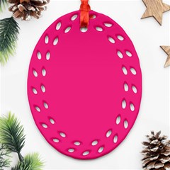 A Pink Background With A Black Border Oval Filigree Ornament (two Sides)