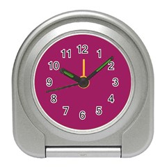 A Pink Background With A White Border Travel Alarm Clock by catchydesignhill