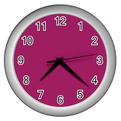 A Pink Background With A White Border Wall Clock (silver) by catchydesignhill