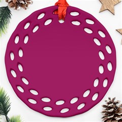 A Pink Background With A White Border Ornament (round Filigree)