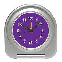 A Purple Background With A White Border Travel Alarm Clock by catchydesignhill