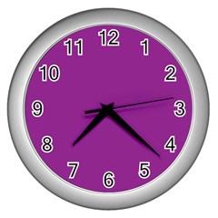 A Purple Background With A White Border Wall Clock (silver) by catchydesignhill