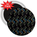 Multicolored DNA Strand Art 3  Magnets (10 pack)  Front