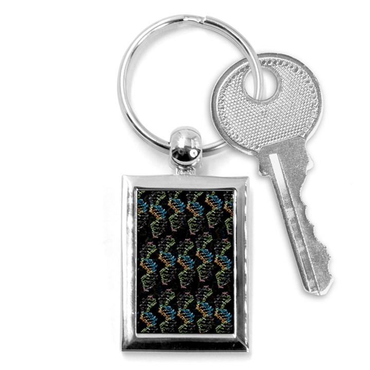 Multicolored DNA Strand Art Key Chain (Rectangle)