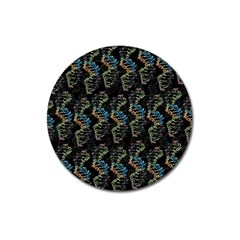 Multicolored Dna Strand Art Magnet 3  (round) by ExtraGoodSauce