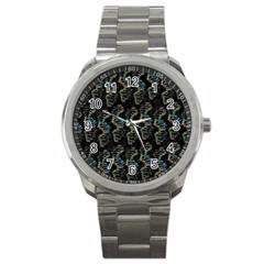 Multicolored Dna Strand Art Sport Metal Watch by ExtraGoodSauce