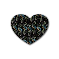 Multicolored Dna Strand Art Rubber Heart Coaster (4 Pack) by ExtraGoodSauce