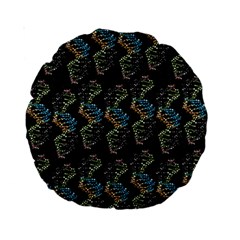 Multicolored Dna Strand Art Standard 15  Premium Round Cushions by ExtraAwesomeSauce