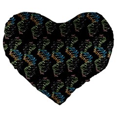 Multicolored Dna Strand Art Large 19  Premium Heart Shape Cushions by ExtraGoodSauce