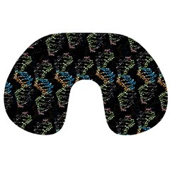 Multicolored Dna Strand Art Travel Neck Pillow