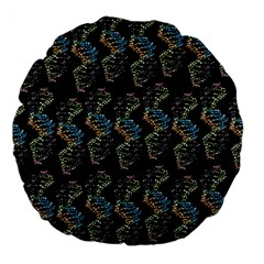 Multicolored Dna Strand Art Large 18  Premium Flano Round Cushions by ExtraAwesomeSauce